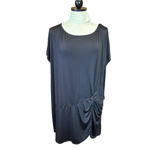 Lane Bryant SWIM by CACIQUE Short Sleeve Shirt Plus Size 18/20 Black Top & Cover - Picture 1 of 9